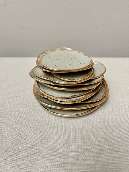 trinket dish w/gold luster - transparent