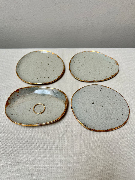 trinket dish w/gold luster - transparent