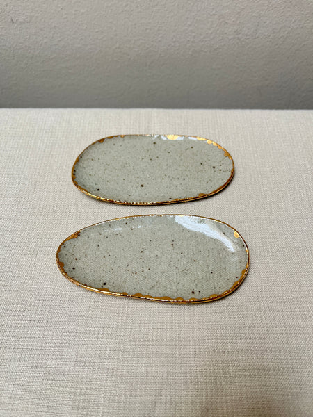 trinket dish w/gold luster - transparent