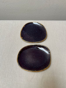 trinket dish w/gold luster - indigo